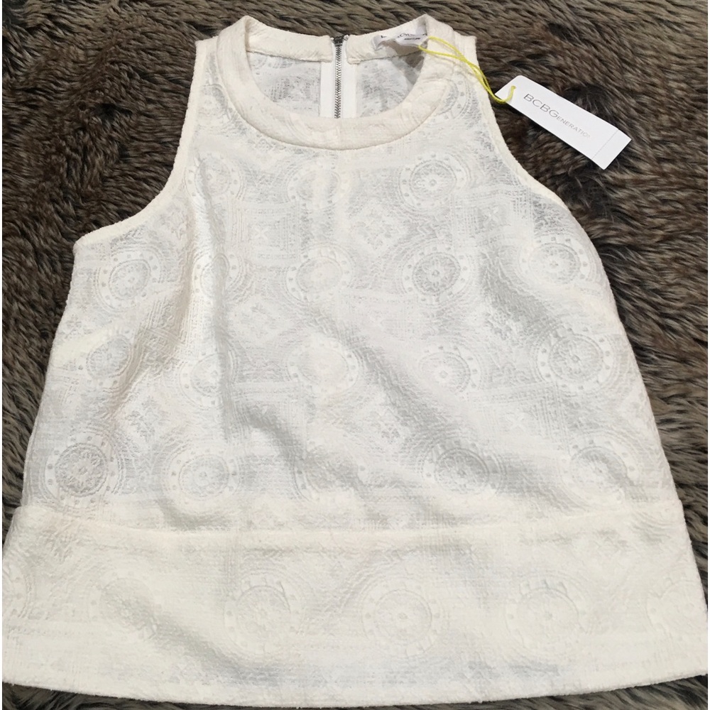 BCBGeneration Crochet Tank Jacquard Racer Blocked Size XS